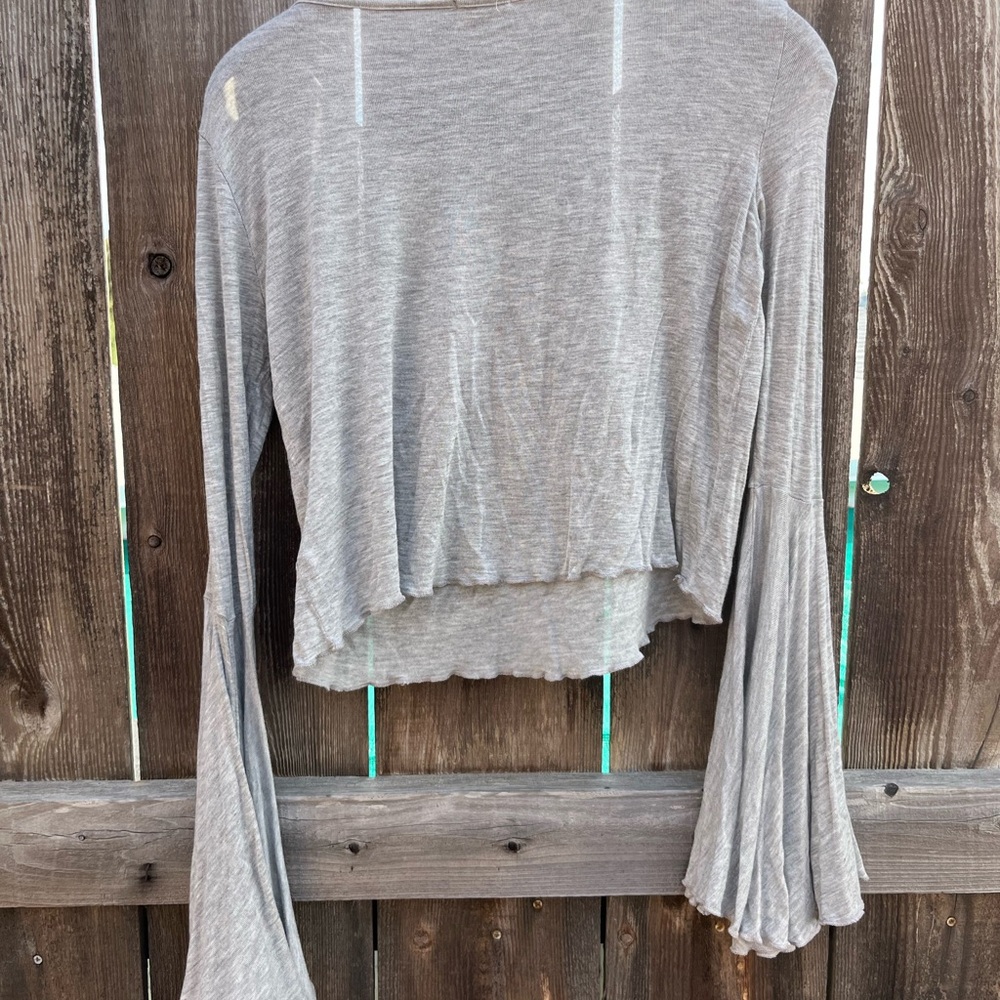 Kimchi Blue Light Gray Long Sleeve bell sleeve  Top